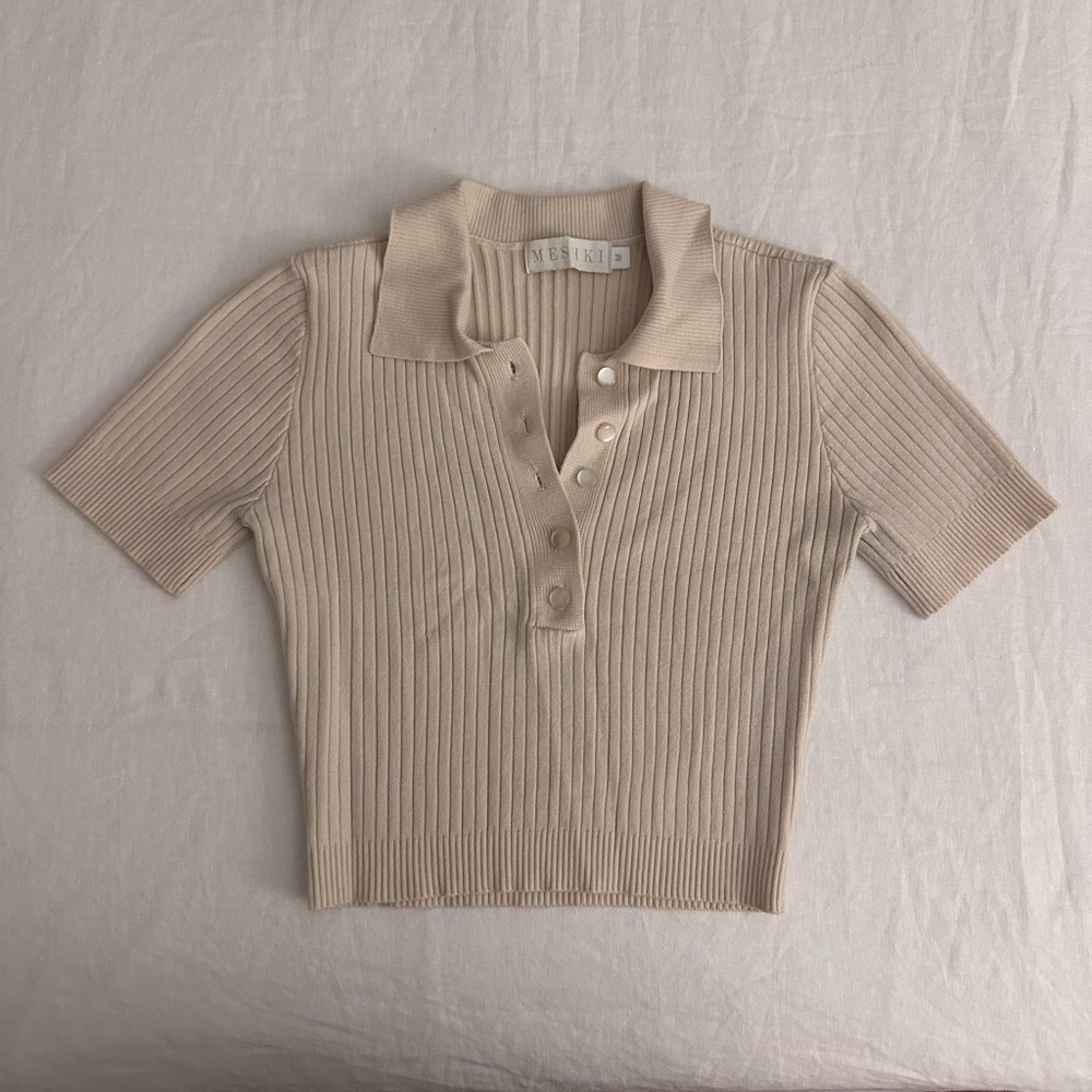 Meshki | Stretch Knit Cropped Polo